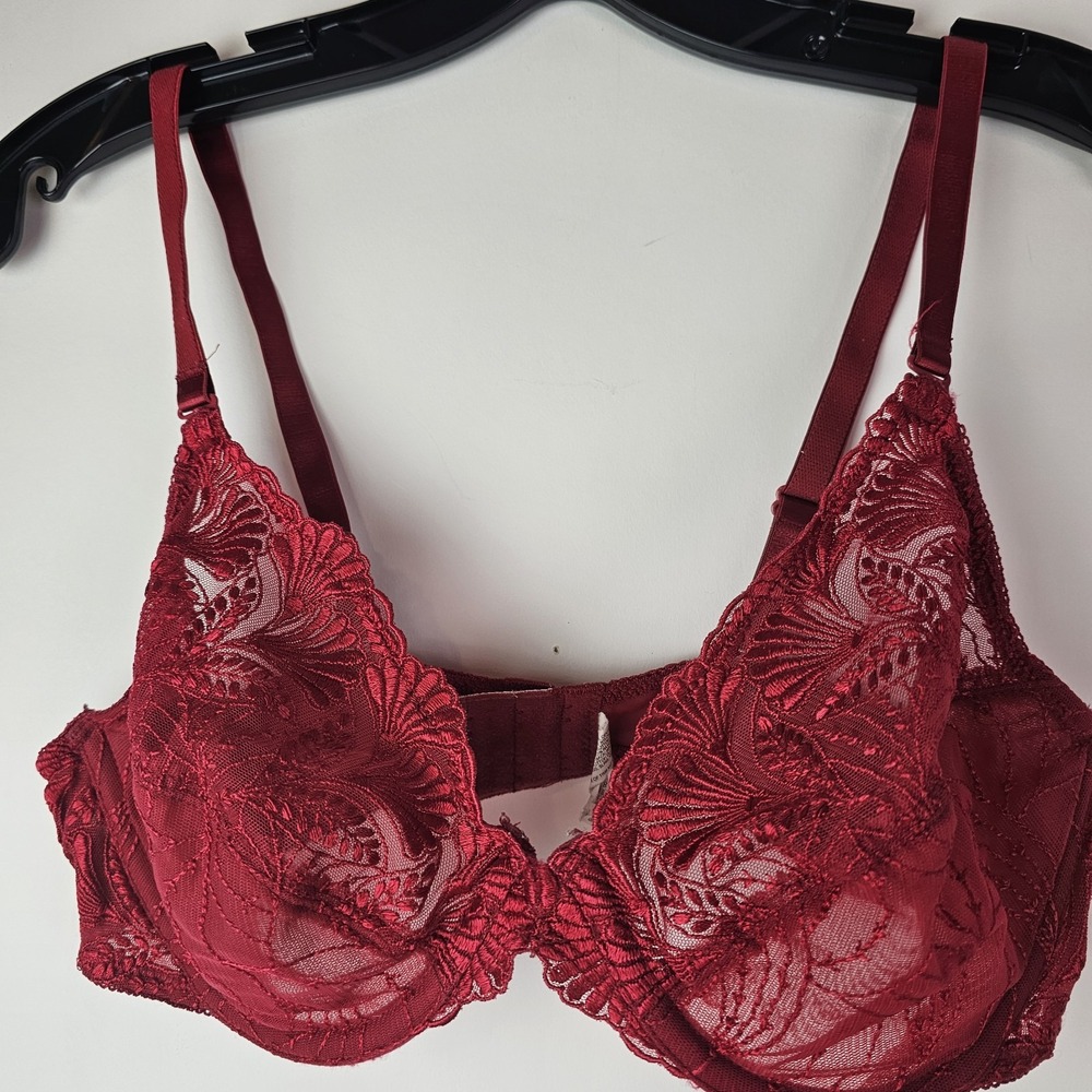 Bali Lace Desire Underwire Bra Size 38C Red‎ Convertible Adjustable Straps #3687
